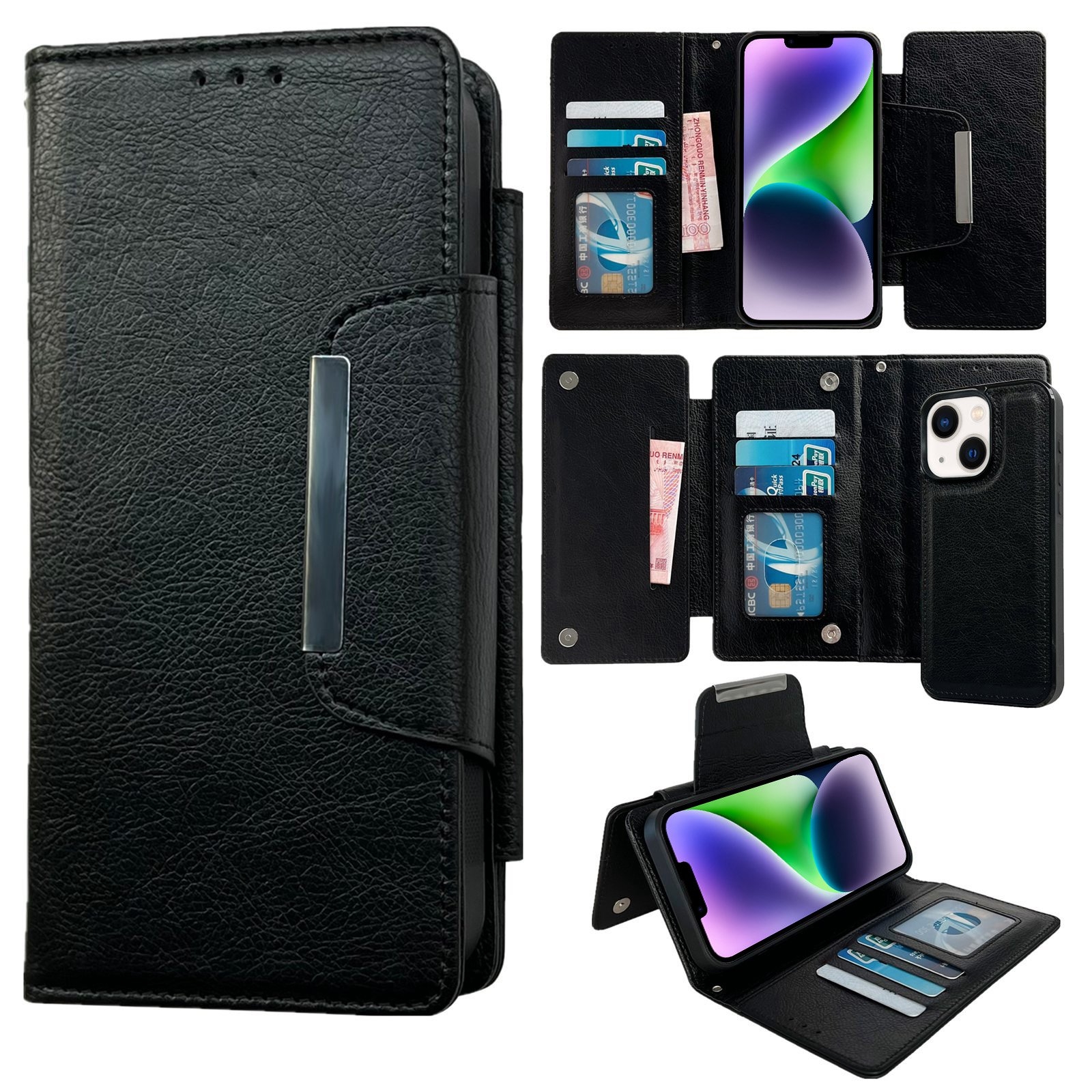 For iPhone 14 Multifunctional Seven Cards Wallet Leather Phone Case(Black) For iPhone 14 Multifunctional Seven Cards Wallet Leather Phone Case(Black)