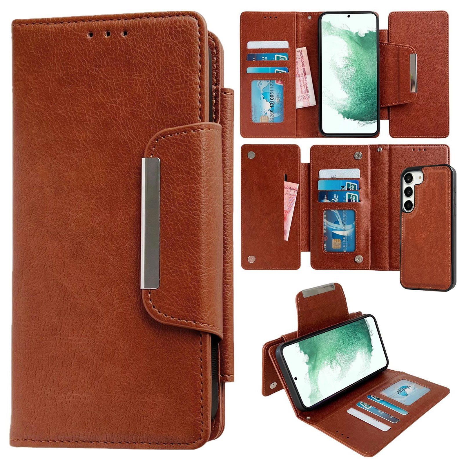 For Samsung Galaxy S22+ 5G Multifunctional 7-Card Wallet Leather Phone Case(Brown) For Samsung Galaxy S22+ 5G Multifunctional 7-Card Wallet Leather Phone Case(Brown)