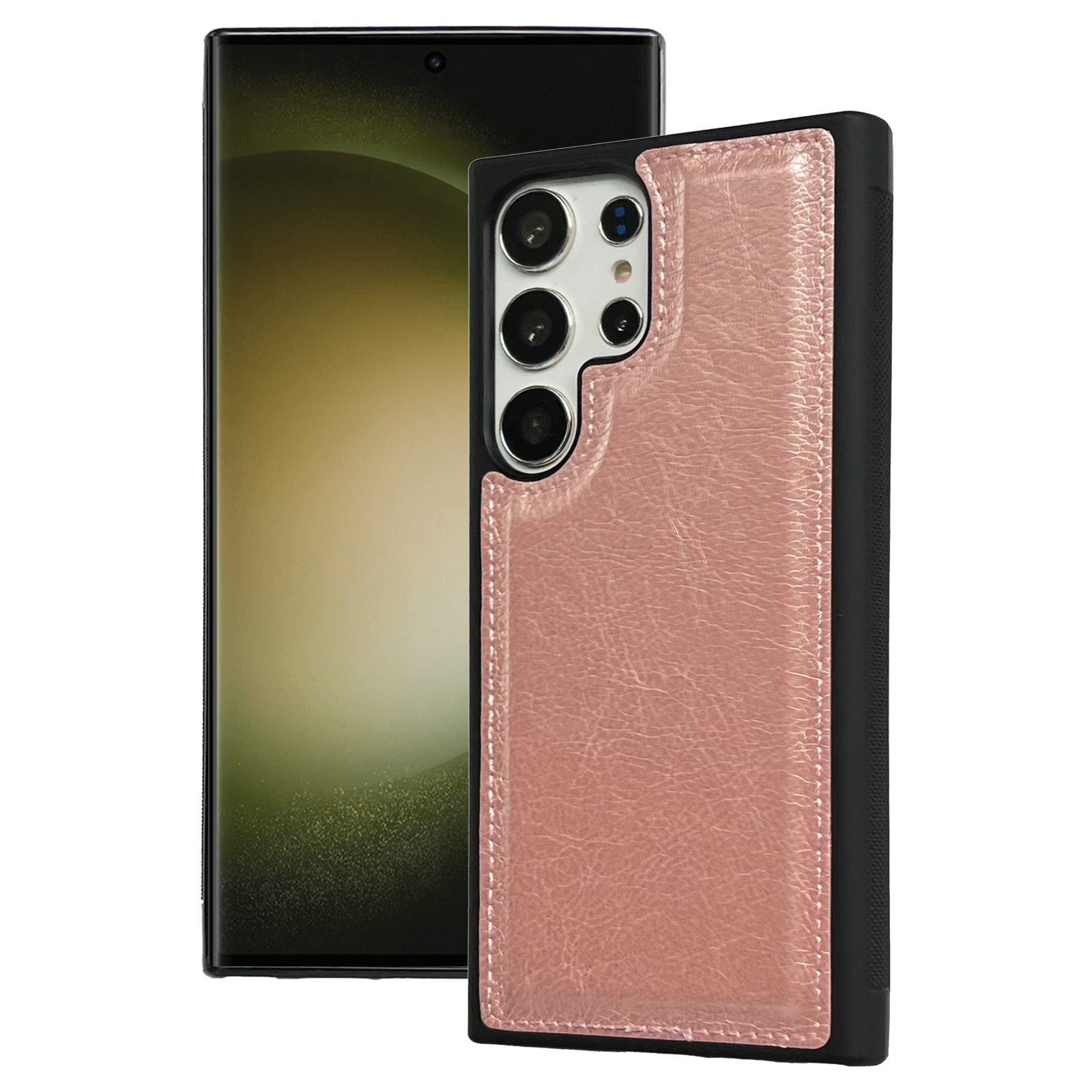For Samsung Galaxy S23 Ultra 5G Cowhide Texture Back Cover Phone Case(Rose Gold) For Samsung Galaxy S23 Ultra 5G Cowhide Texture Back Cover Phone Case(Rose Gold)