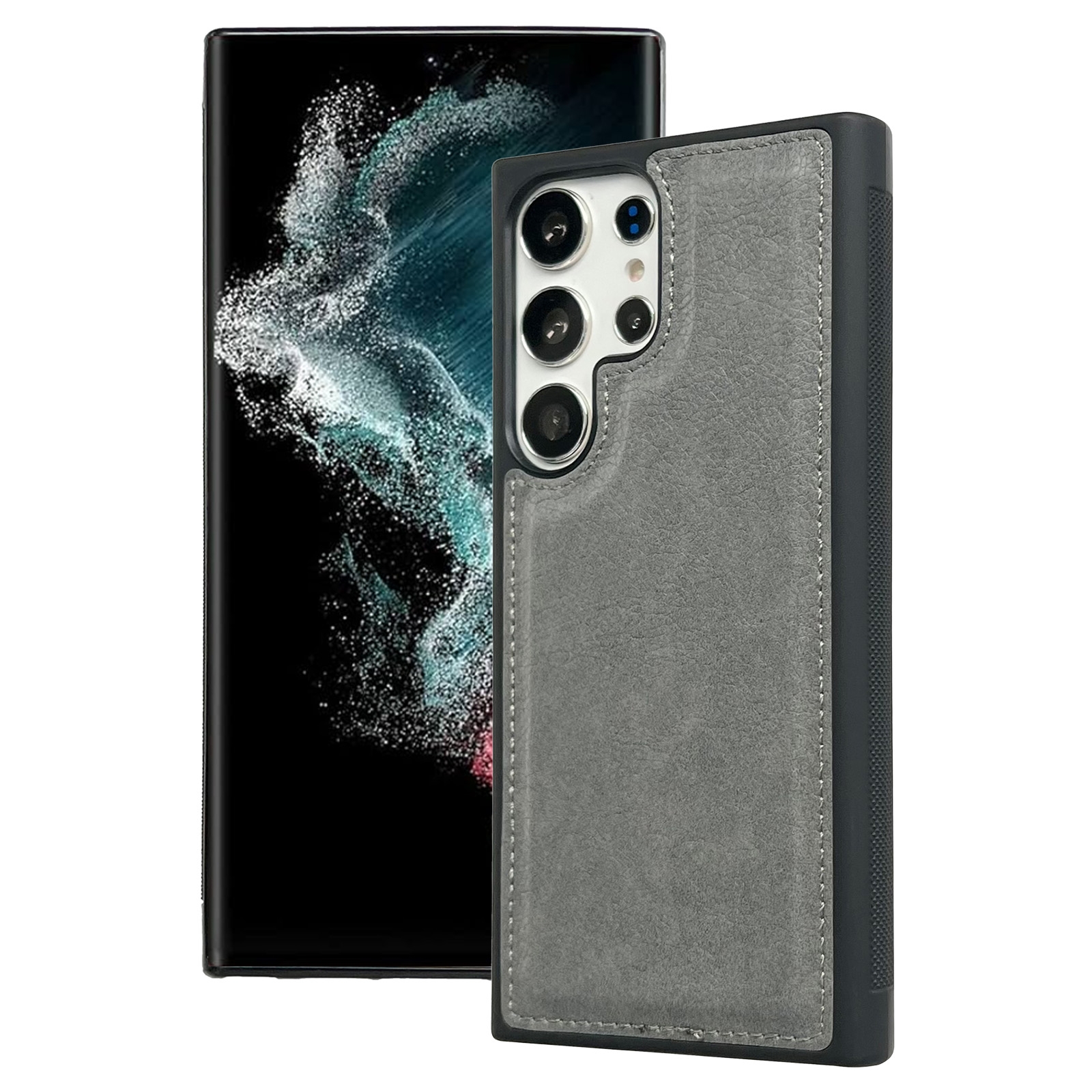 For Samsung Galaxy S22 Ultra 5G Cowhide Texture Back Cover Phone Case(Grey) For Samsung Galaxy S22 Ultra 5G Cowhide Texture Back Cover Phone Case(Grey)