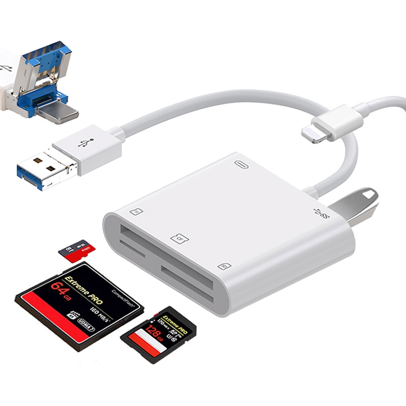 7 in 1 USB 3.0 + 8 Pin Interface Multi-function OTG Card Reader(White) 7 in 1 USB 3.0 + 8 Pin Interface Multi-function OTG Card Reader(White)