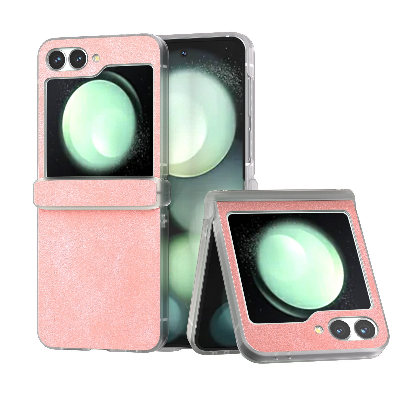 For Samsung Galaxy Z Flip6 5G PU Leather Frosted Transparent Edge Phone Case(Pink) For Samsung Galaxy Z Flip6 5G PU Leather Frosted Transparent Edge Phone Case(Pink)