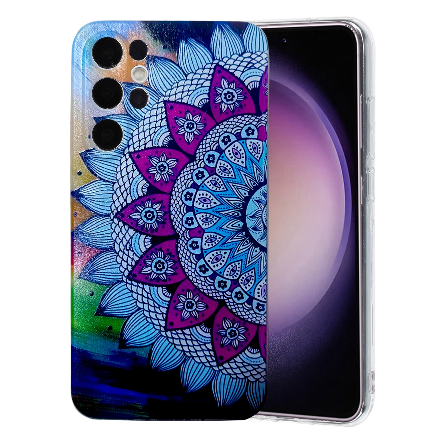 For Samsung Galaxy S24 Ultra 5G Colored Drawing Pattern TPU Phone Case(Half-flower) For Samsung Galaxy S24 Ultra 5G Colored Drawing Pattern TPU Phone Case(Half-flower)