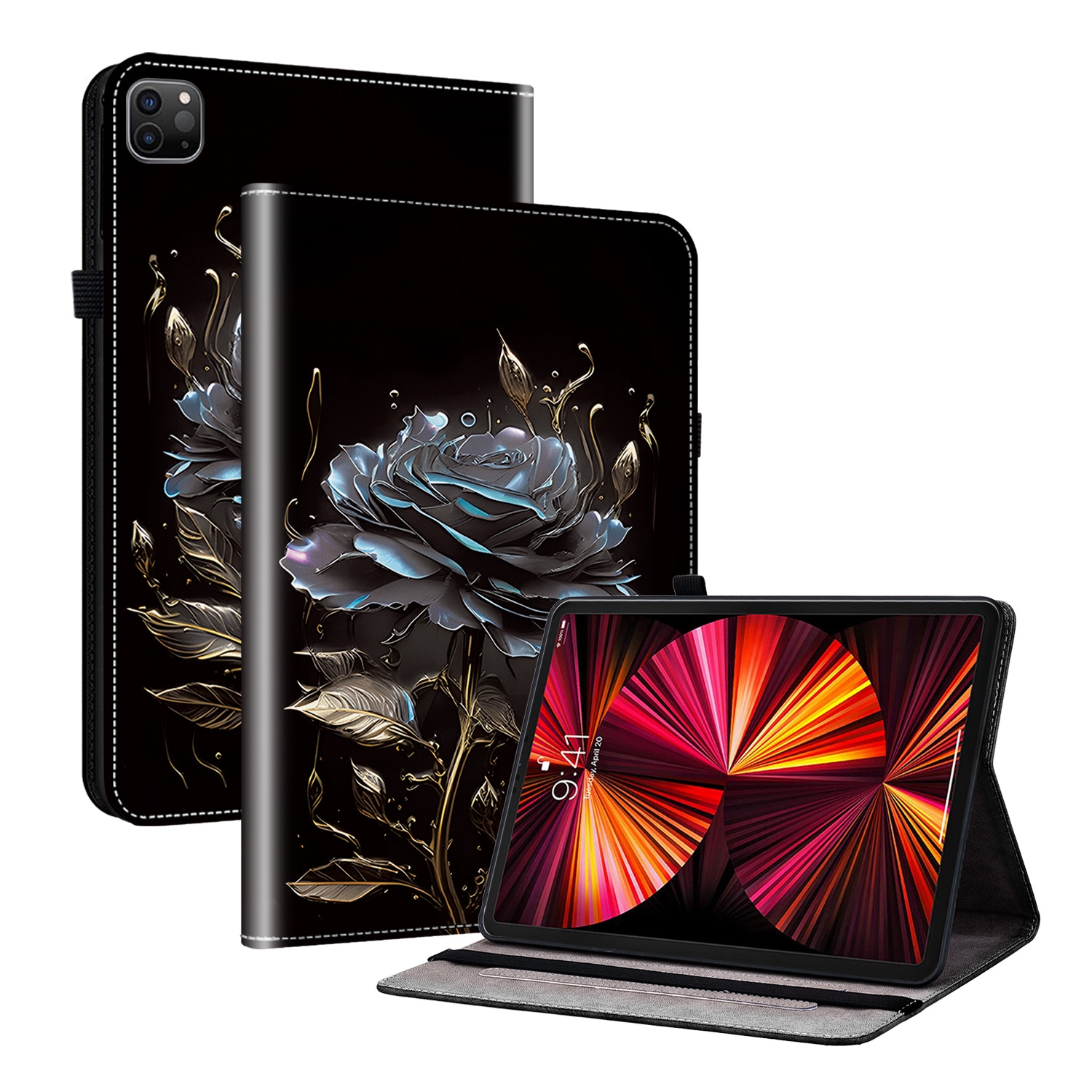 For iPad Pro 12.9 2022 / 2021 / 2020 Crystal Texture Painted Leather Smart Tablet Case(Black Rose) For iPad Pro 12.9 2022 / 2021 / 2020 Crystal Texture Painted Leather Smart Tablet Case(Black Rose)