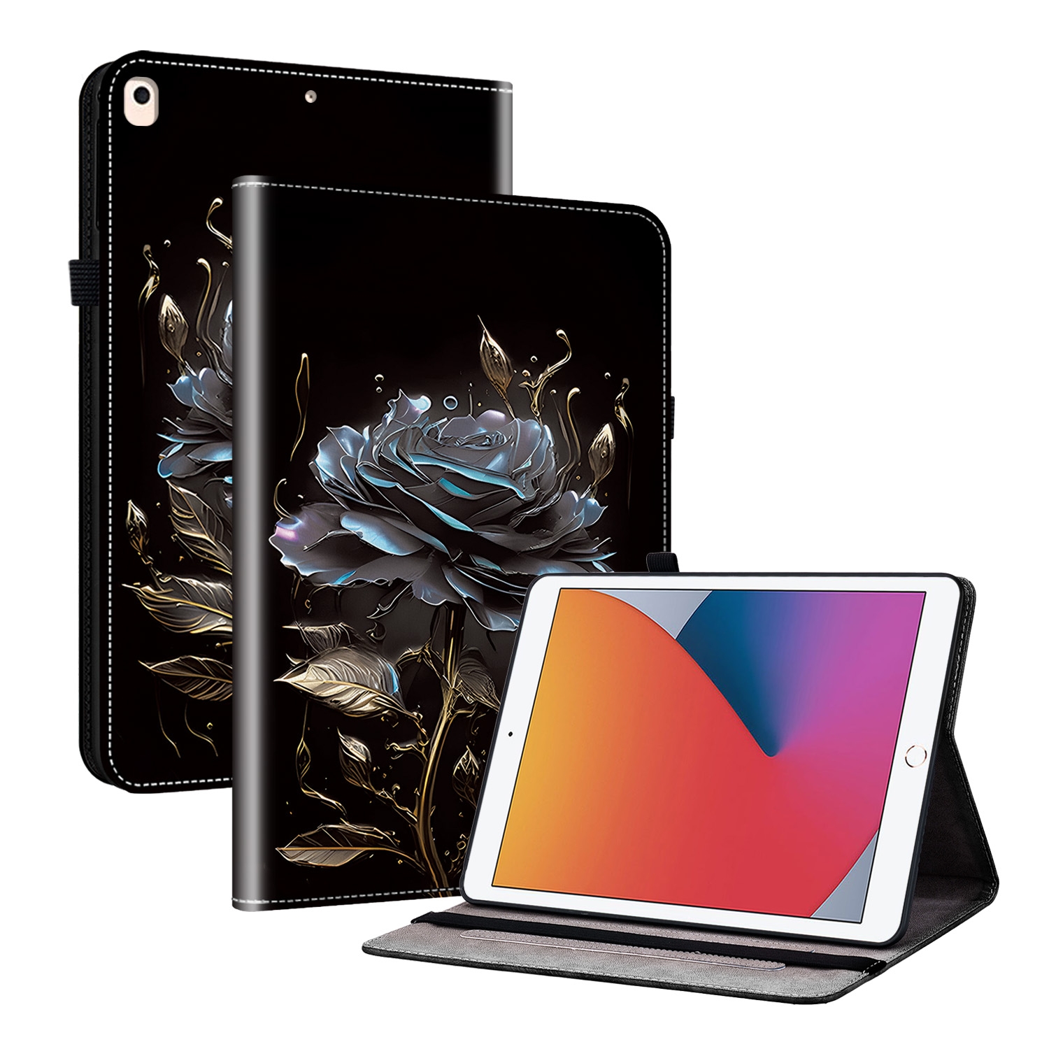For iPad Air / Air 2 / 9.7 2017 / 2018 Crystal Texture Painted Leather Smart Tablet Case(Black Rose) For iPad Air / Air 2 / 9.7 2017 / 2018 Crystal Texture Painted Leather Smart Tablet Case(Black Rose)