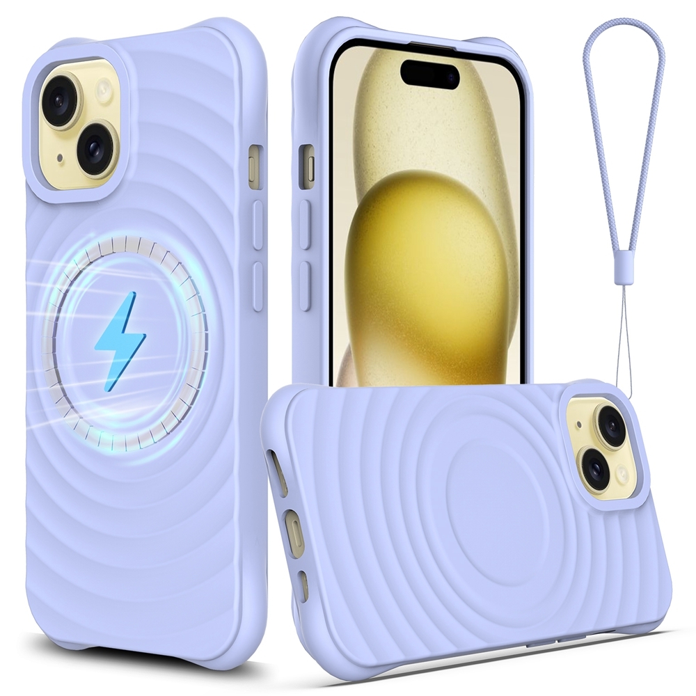 For iPhone 14 Plus Wave Texture MagSafe Magnetic Liquid Silicone Phone Case(Purple) For iPhone 14 Plus Wave Texture MagSafe Magnetic Liquid Silicone Phone Case(Purple)