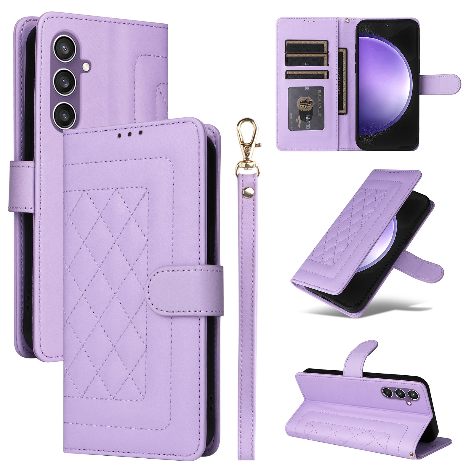 For Samsung Galaxy S23 FE 5G Diamond Lattice Leather Flip Phone Case(Light Purple) For Samsung Galaxy S23 FE 5G Diamond Lattice Leather Flip Phone Case(Light Purple)