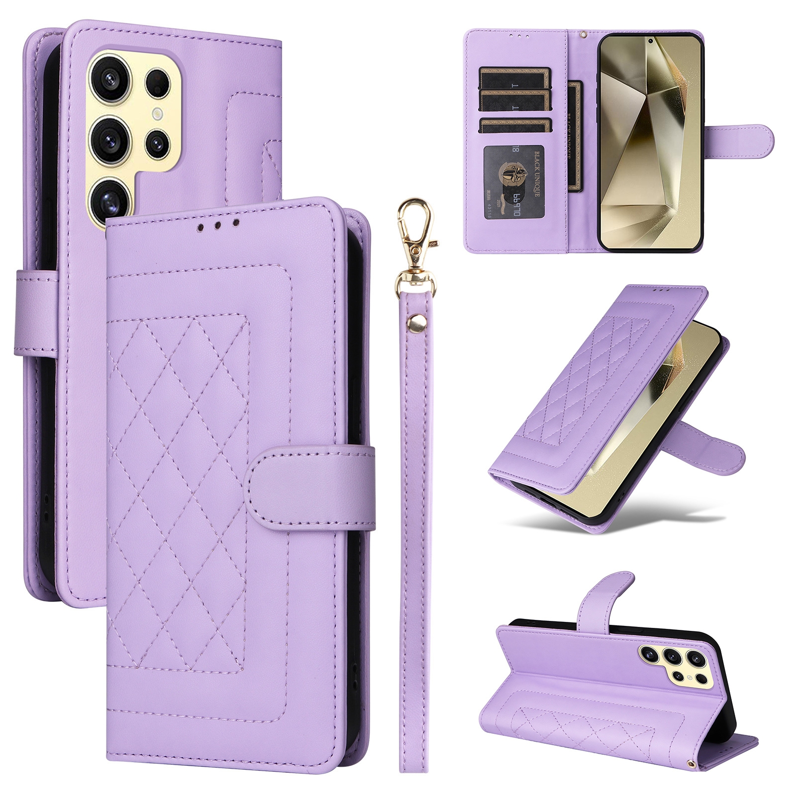 For Samsung Galaxy S24 Ultra 5G Diamond Lattice Leather Flip Phone Case(Light Purple) For Samsung Galaxy S24 Ultra 5G Diamond Lattice Leather Flip Phone Case(Light Purple)