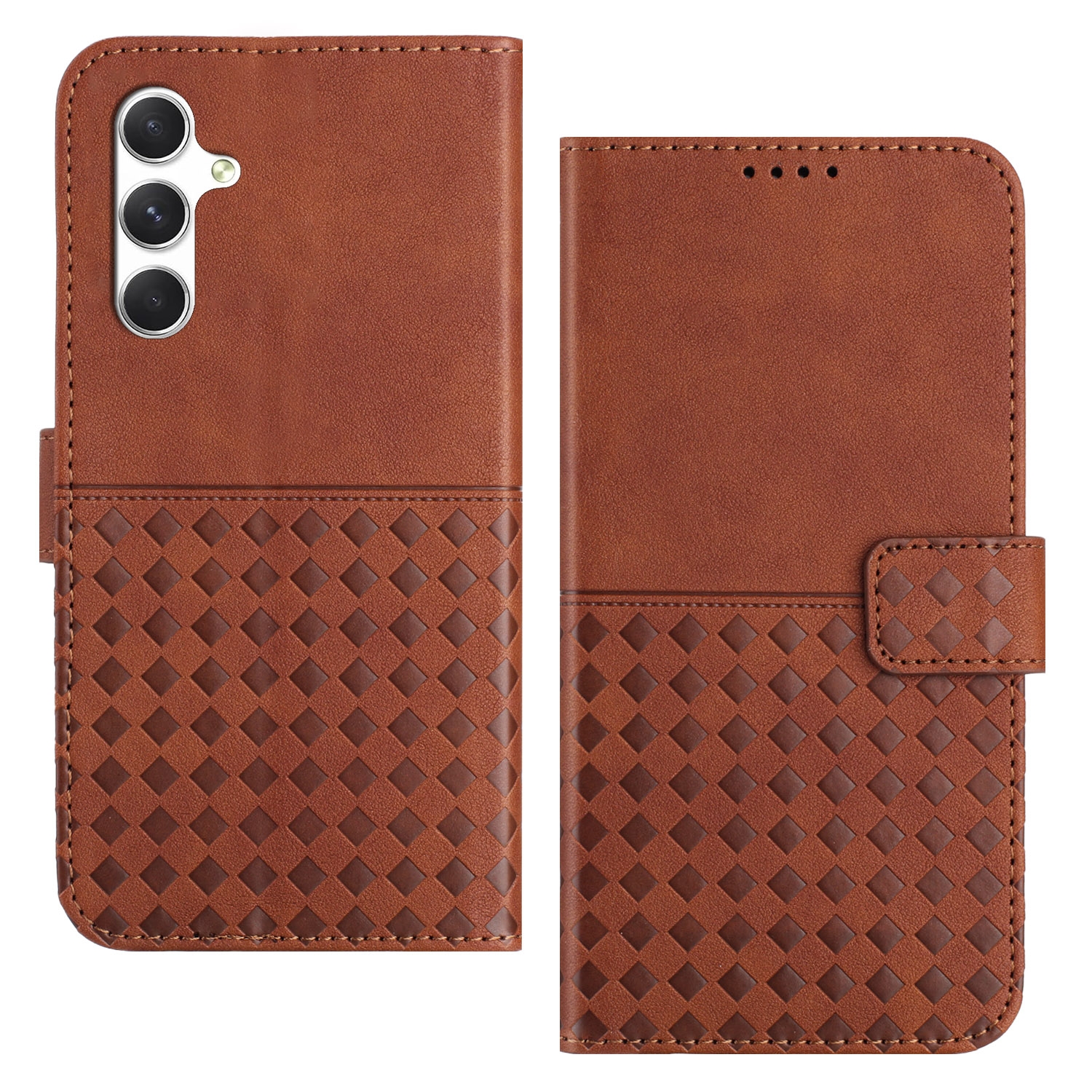 For Samsung Galaxy S24+ 5G Woven Embossed RFID Blocking Leather Phone Case(Brown) For Samsung Galaxy S24+ 5G Woven Embossed RFID Blocking Leather Phone Case(Brown)