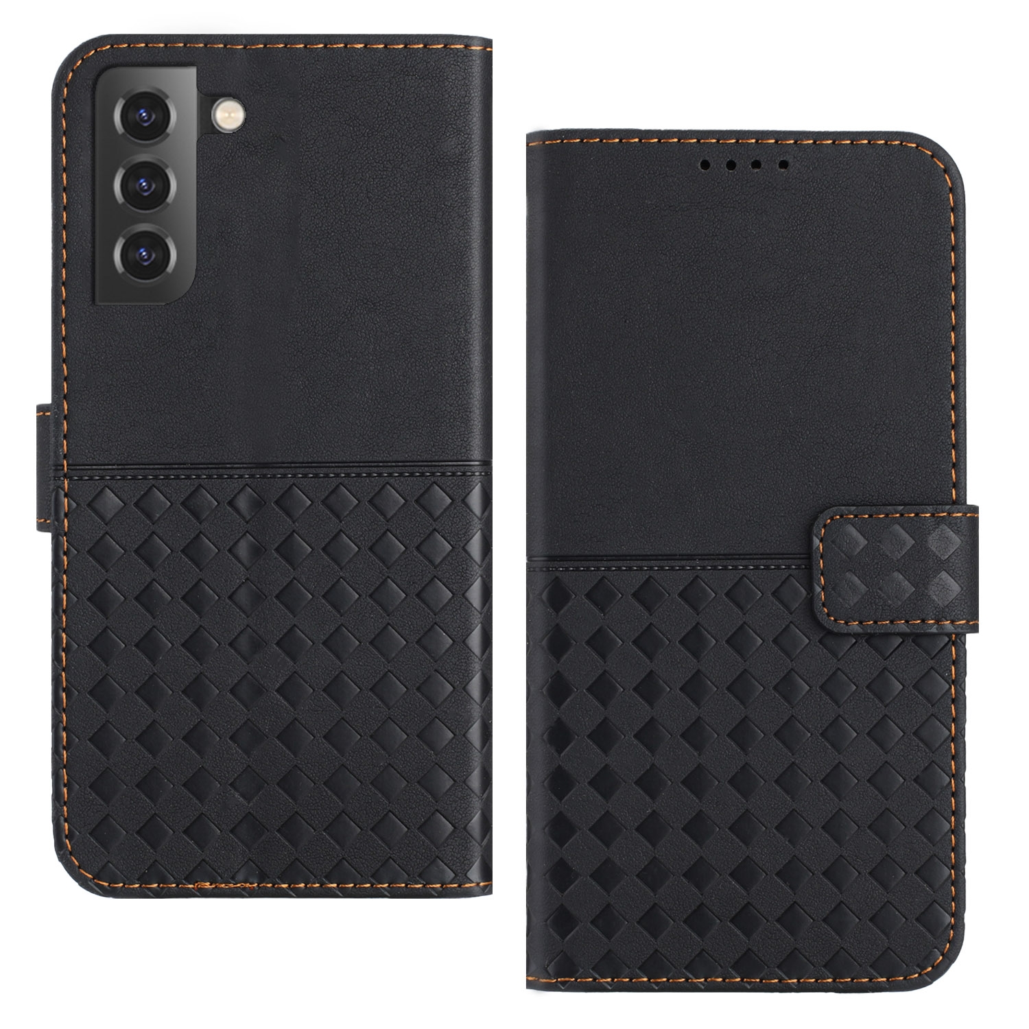 For Samsung Galaxy S22+ 5G Woven Embossed RFID Blocking Leather Phone Case(Black) For Samsung Galaxy S22+ 5G Woven Embossed RFID Blocking Leather Phone Case(Black)