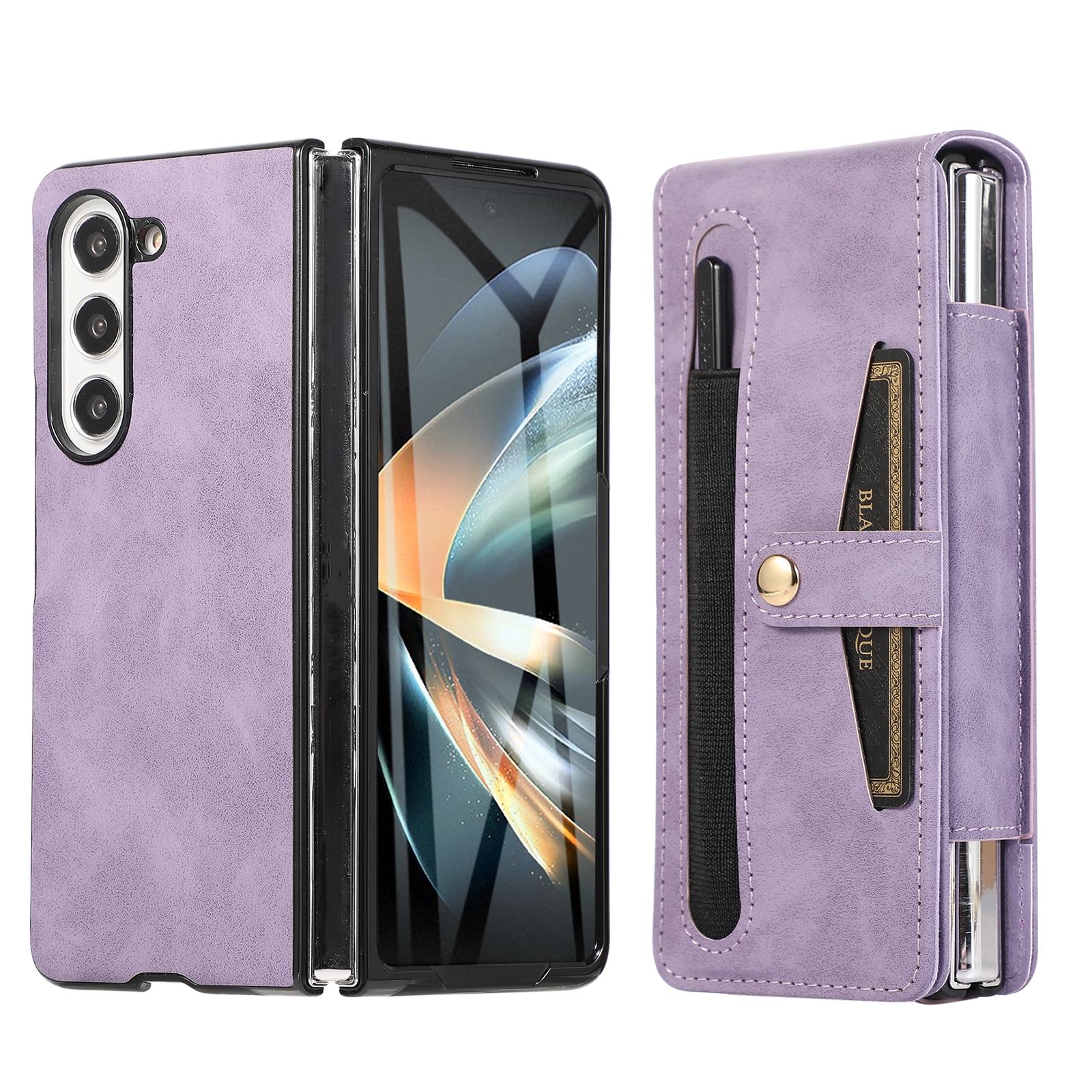For Samsung Galaxy Z Fold5 5G PC Foldable Shockproof Leather Phone Case with Stylus(Purple) For Samsung Galaxy Z Fold5 5G PC Foldable Shockproof Leather Phone Case with Stylus(Purple)