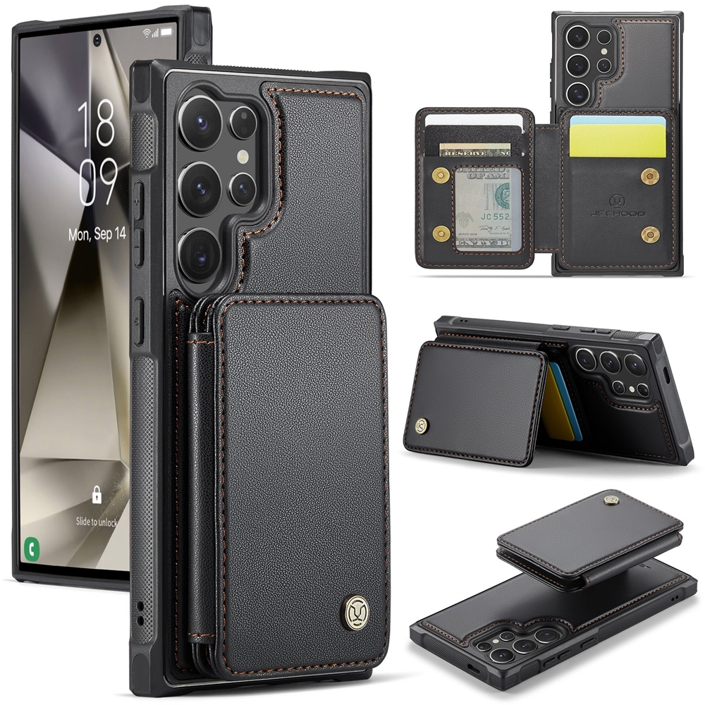 For Samsung Galaxy S24 Ultra 5G JEEHOOD J05 Business Magnetic Style RFID Leather Phone Case(Black) For Samsung Galaxy S24 Ultra 5G JEEHOOD J05 Business Magnetic Style RFID Leather Phone Case(Black)