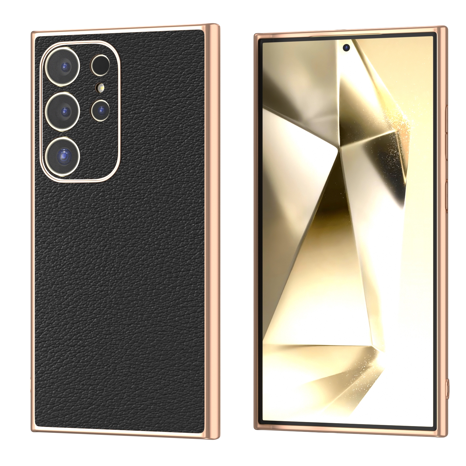 For Samsung Galaxy S24 Ultra 5G Nano Plating Genuine Leather Wave Series Phone Case(Black) For Samsung Galaxy S24 Ultra 5G Nano Plating Genuine Leather Wave Series Phone Case(Black)