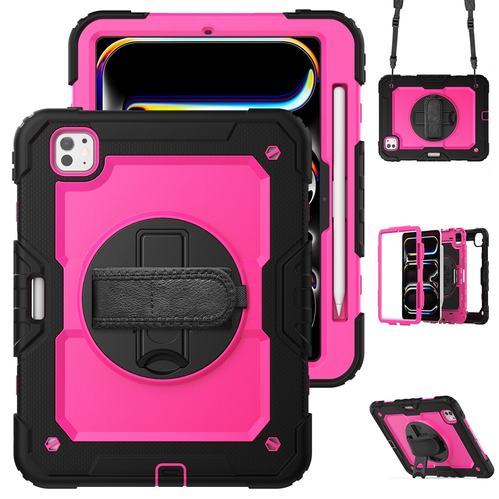 For iPad Pro 11 2024 Silicone + PC Tablet Protective Case(Rose Red+Black) For iPad Pro 11 2024 Silicone + PC Tablet Protective Case(Rose Red+Black)