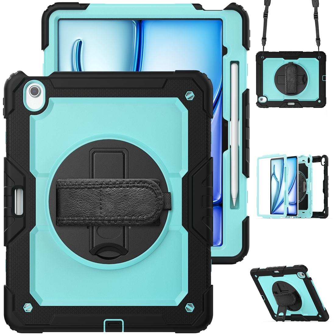 For iPad Air 13 2024 Silicone + PC Tablet Protective Case(Light Blue+Black) For iPad Air 13 2024 Silicone + PC Tablet Protective Case(Light Blue+Black)