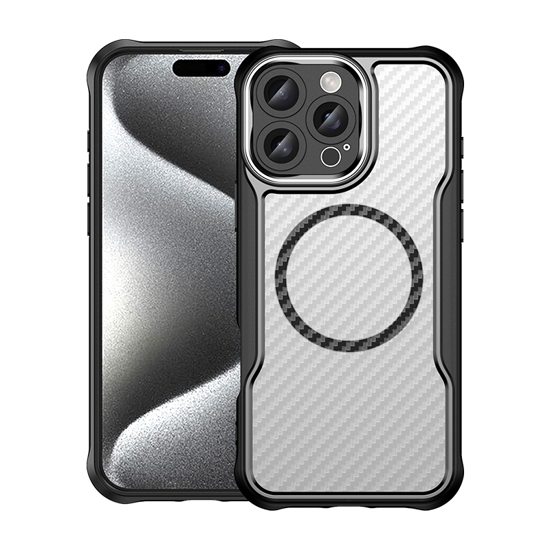 For iPhone 16 Pro Max Carbon Fiber Texture MagSafe Translucent Phone Case(Black) For iPhone 16 Pro Max Carbon Fiber Texture MagSafe Translucent Phone Case(Black)