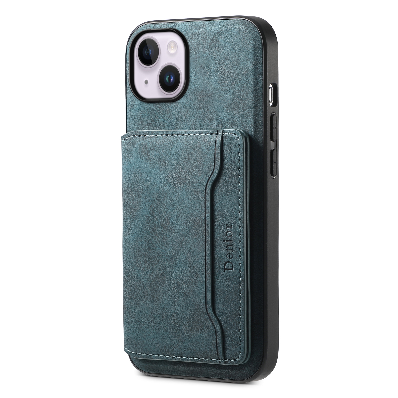 For iPhone 14 Plus Denior D13 Retro Texture Leather MagSafe Card Bag Phone Case(Blue) For iPhone 14 Plus Denior D13 Retro Texture Leather MagSafe Card Bag Phone Case(Blue)
