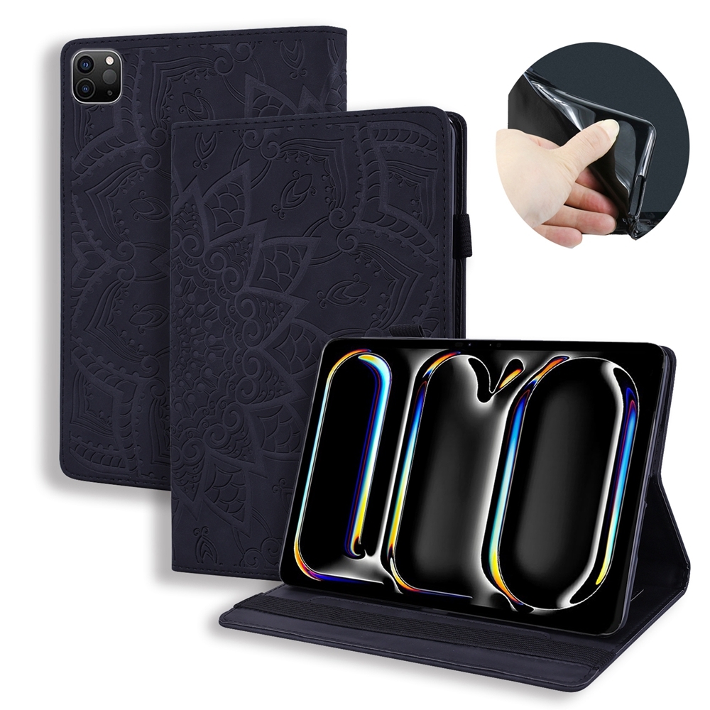 For iPad Pro 13 2024 Calf Texture Embossed Leather Tablet Case(Black) For iPad Pro 13 2024 Calf Texture Embossed Leather Tablet Case(Black)