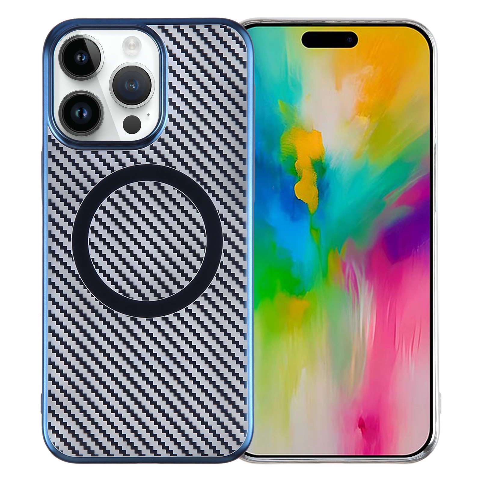 For iPhone 16 Pro 6D Plated Carbon Fiber Clear Magsafe PC Phone Case(Dream Blue) For iPhone 16 Pro 6D Plated Carbon Fiber Clear Magsafe PC Phone Case(Dream Blue)