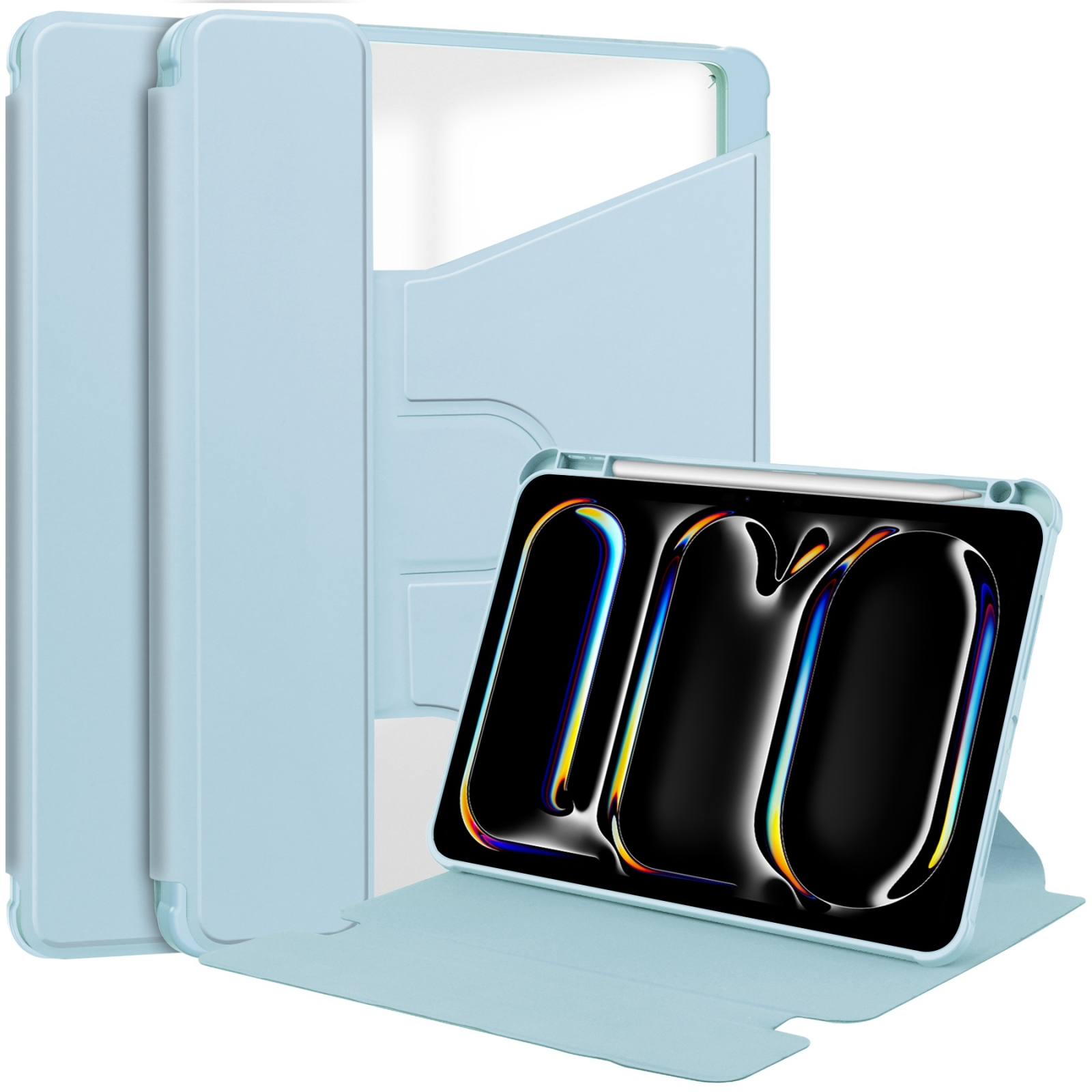 For iPad Pro 11 2024 Transparent Rotation Smart Leather Tablet Case(Sky Blue) For iPad Pro 11 2024 Transparent Rotation Smart Leather Tablet Case(Sky Blue)