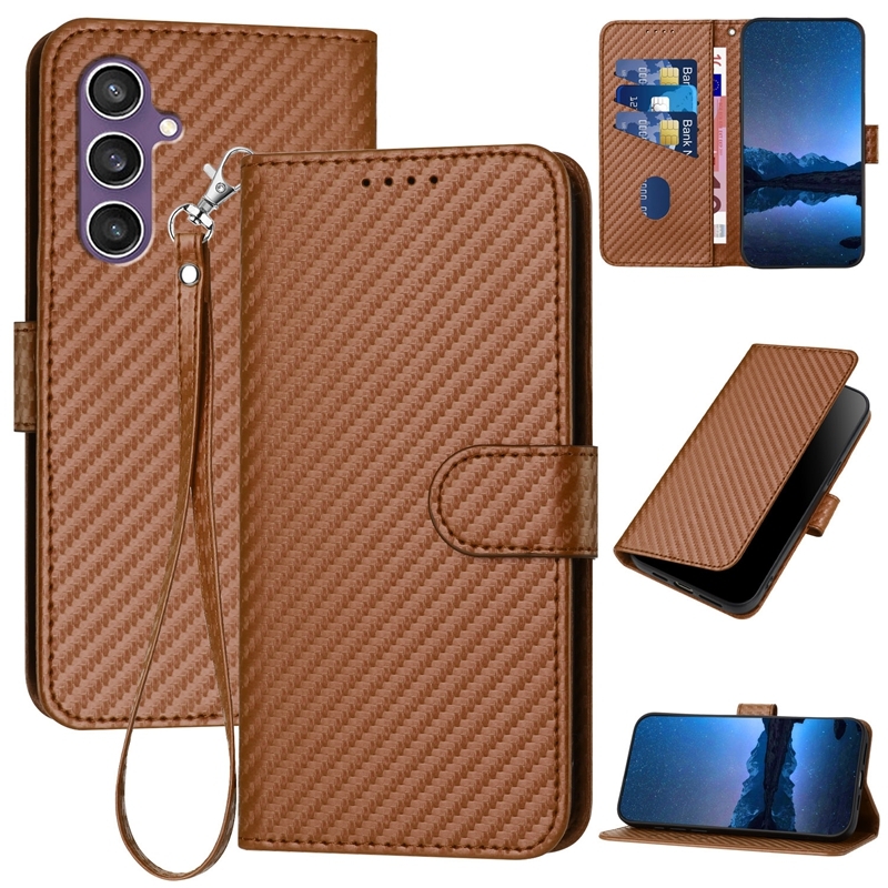 For Samsung Galaxy S23 FE 5G YX0070 Carbon Fiber Buckle Leather Phone Case with Lanyard(Coffee) For Samsung Galaxy S23 FE 5G YX0070 Carbon Fiber Buckle Leather Phone Case with Lanyard(Coffee)