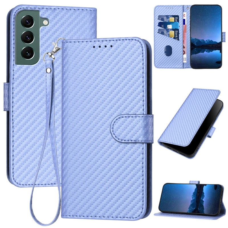 For Samsung Galaxy S22+ 5G YX0070 Carbon Fiber Buckle Leather Phone Case with Lanyard(Light Purple) For Samsung Galaxy S22+ 5G YX0070 Carbon Fiber Buckle Leather Phone Case with Lanyard(Light Purple)