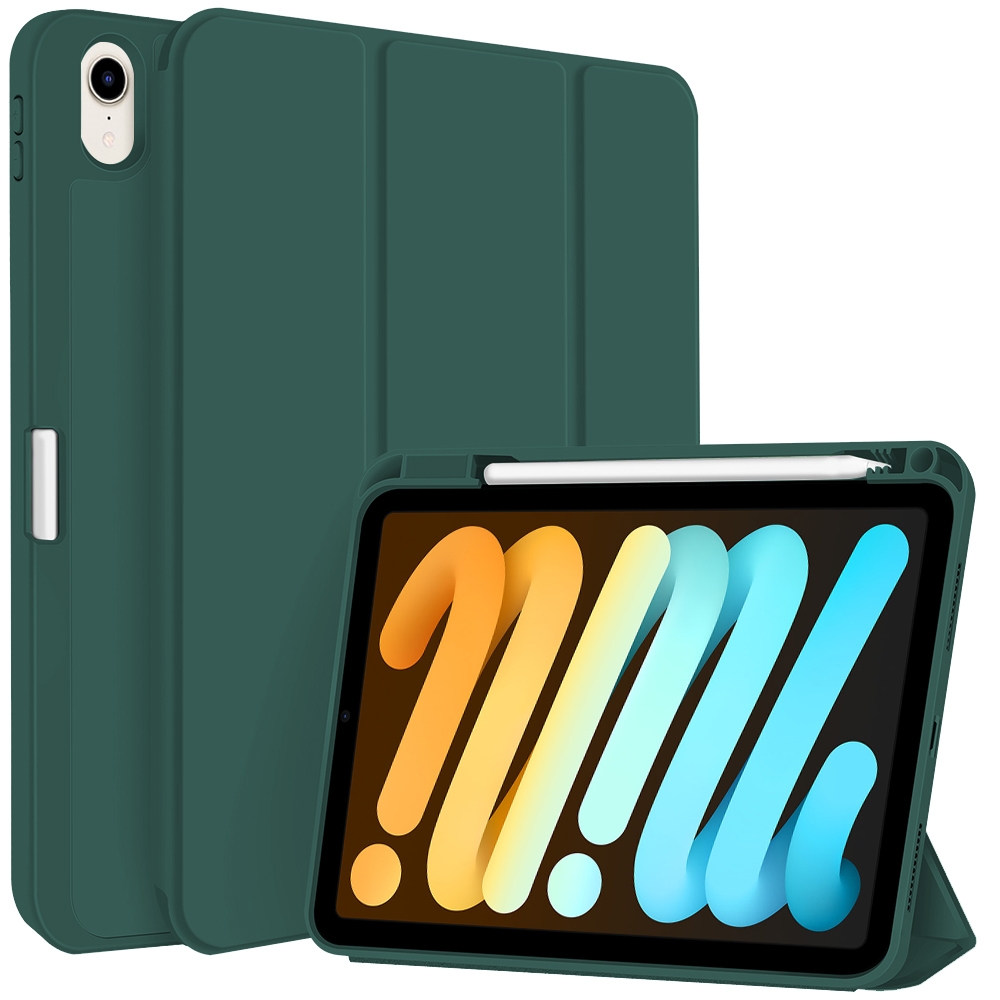 For iPad mini 2024 / mini 6 3-fold TPU Smart Leather Tablet Case with Pen Slot(Dark Green) For iPad mini 2024 / mini 6 3-fold TPU Smart Leather Tablet Case with Pen Slot(Dark Green)