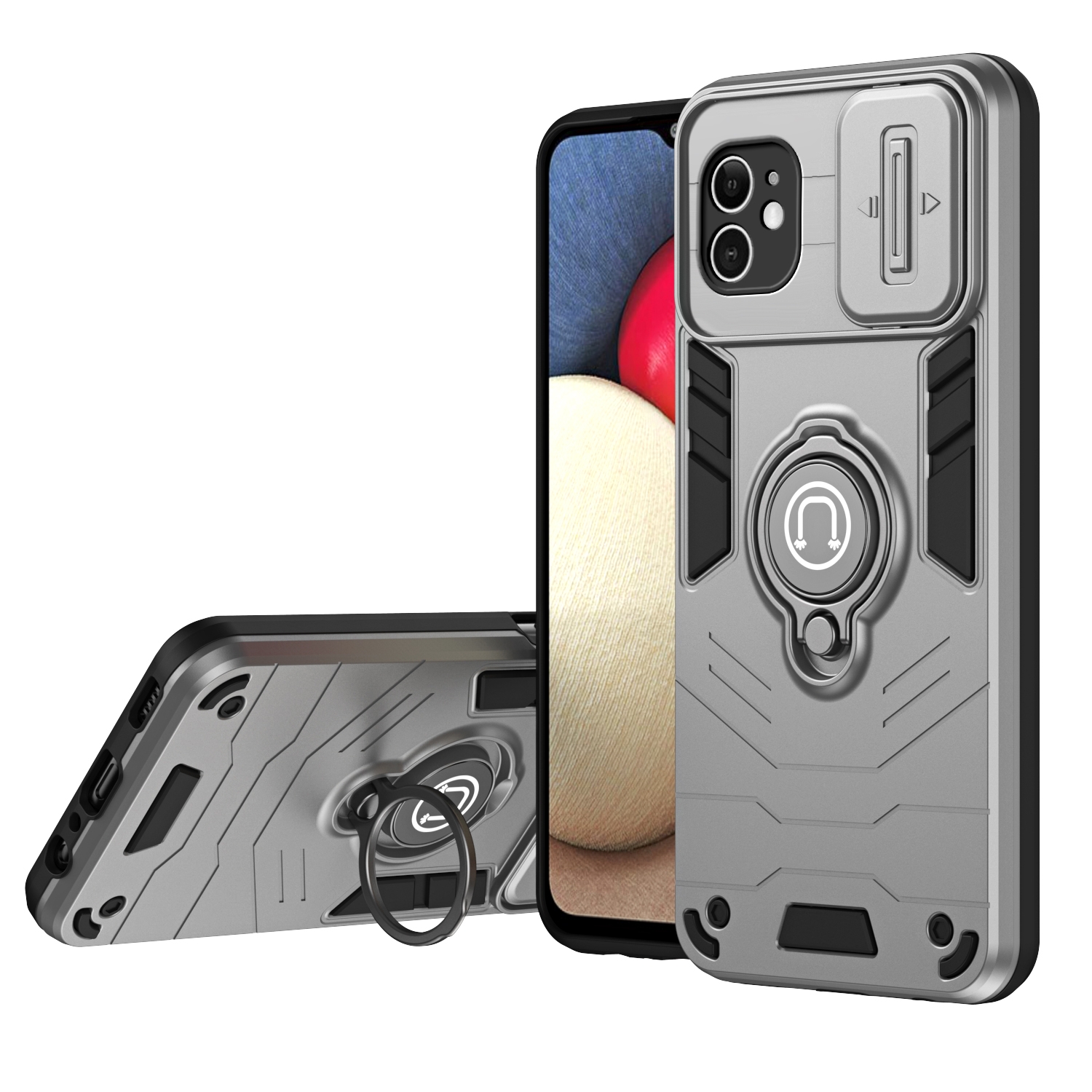For iPhone 11 Camshield Ring Holder Phone Case(Grey) For iPhone 11 Camshield Ring Holder Phone Case(Grey)