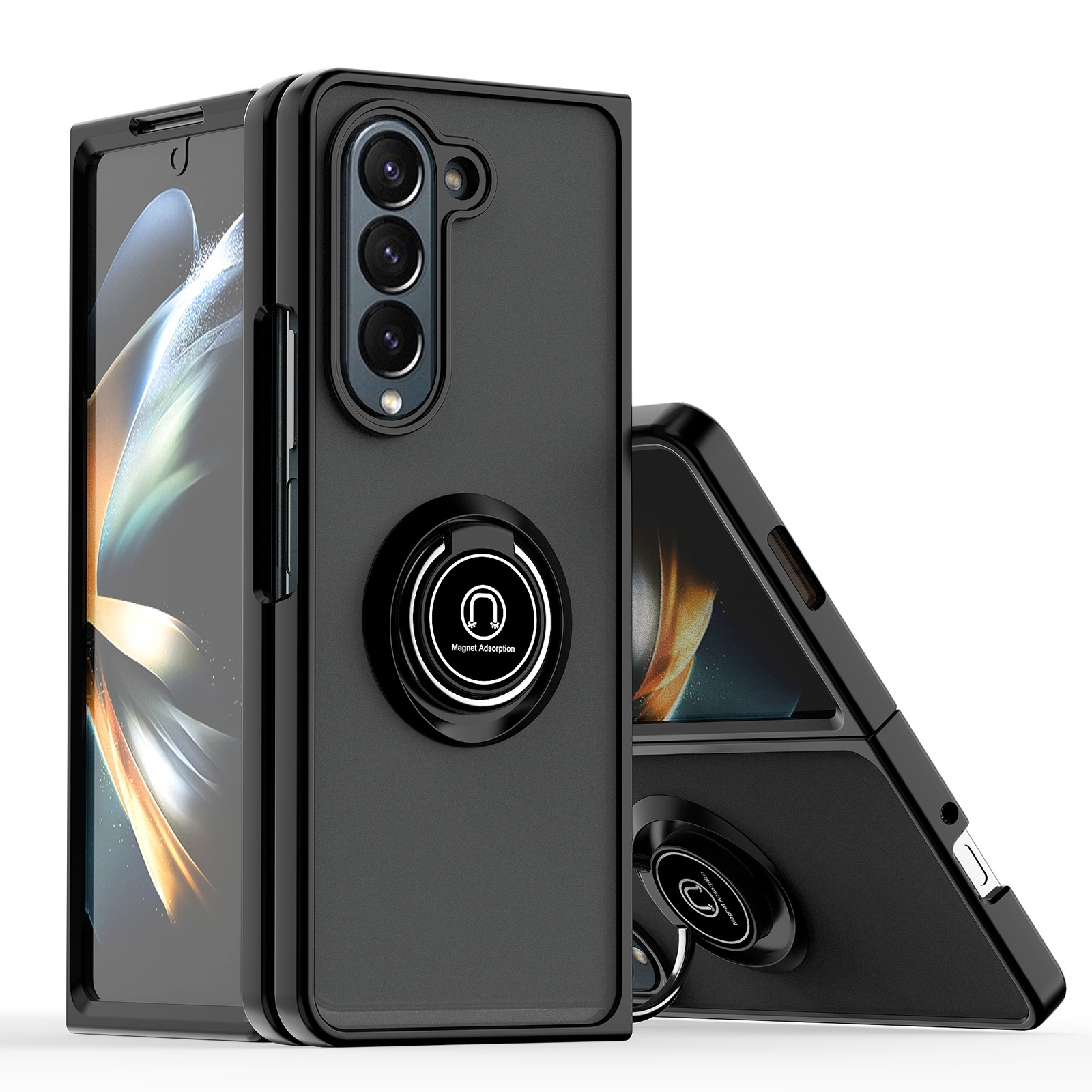 For Samsung Galaxy Z Fold6 Q Shadow 1 Series TPU + PC Phone Case with Ring(Black+Black) For Samsung Galaxy Z Fold6 Q Shadow 1 Series TPU + PC Phone Case with Ring(Black+Black)