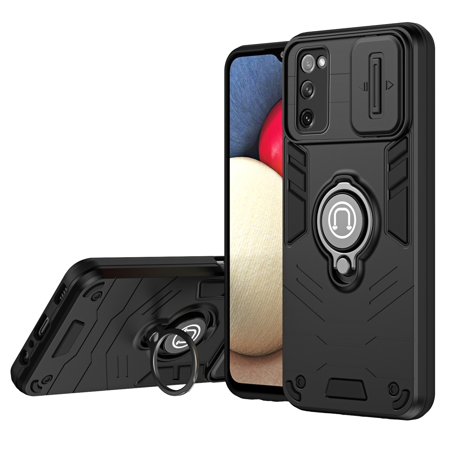 For Samsung Galaxy S20 FE Camshield Ring Holder Phone Case(Black) For Samsung Galaxy S20 FE Camshield Ring Holder Phone Case(Black)