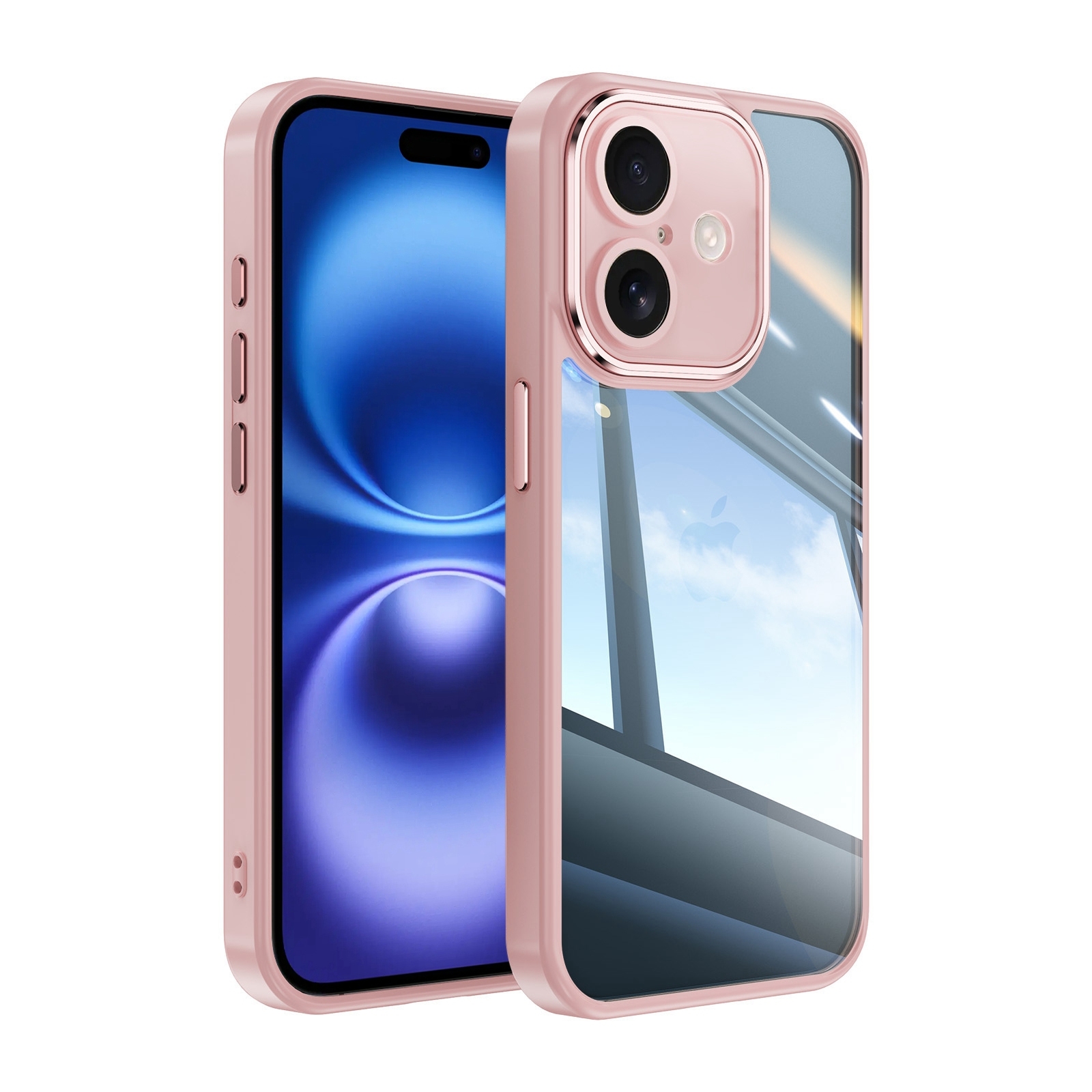 For iPhone 16 Acrylic Hybrid TPU Armor Shockproof Phone Case(Pink) For iPhone 16 Acrylic Hybrid TPU Armor Shockproof Phone Case(Pink)