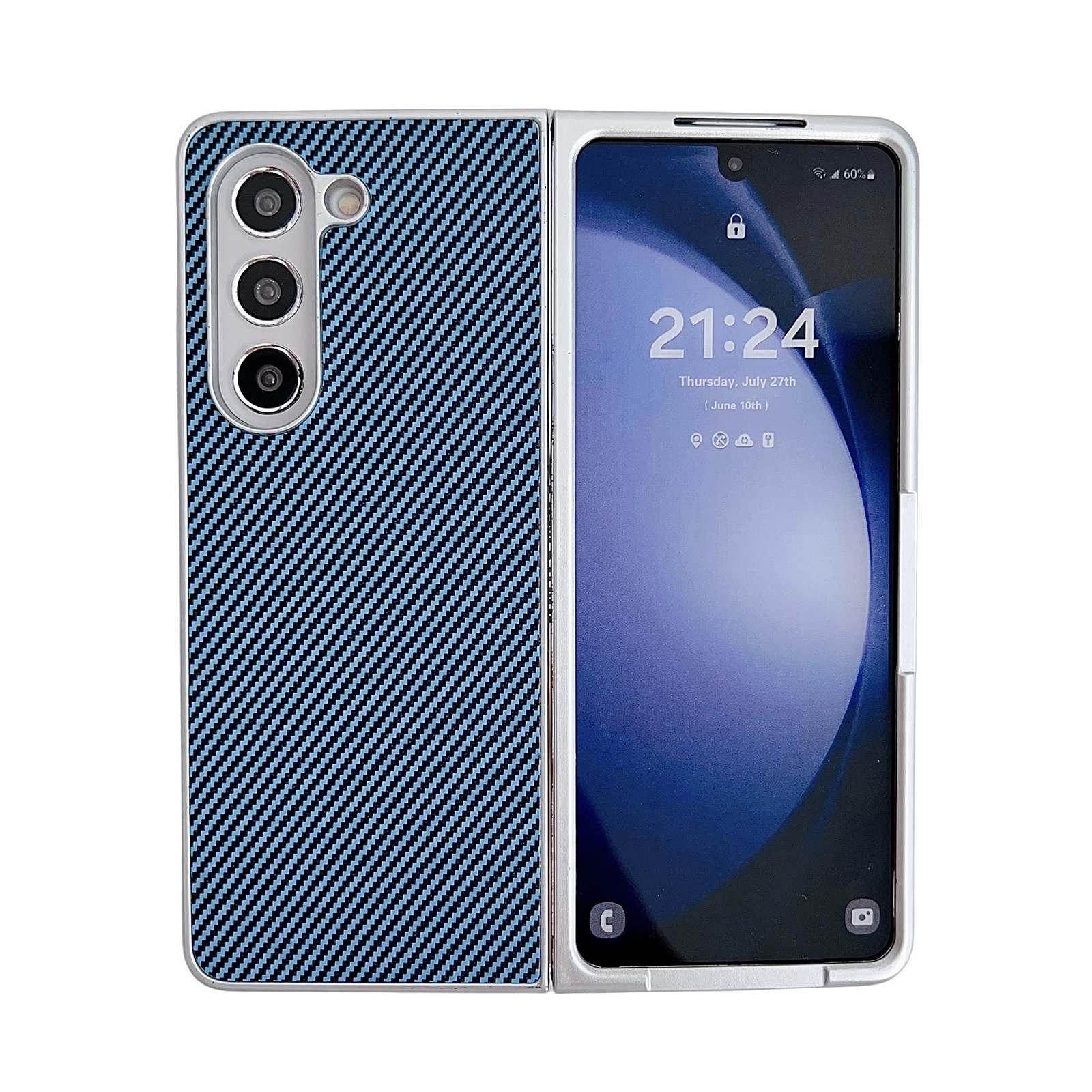 For Samsung Galaxy Z Fold Special Kevlar Carbon Fiber Ultra-thin Shockproof Phone Case(Blue)