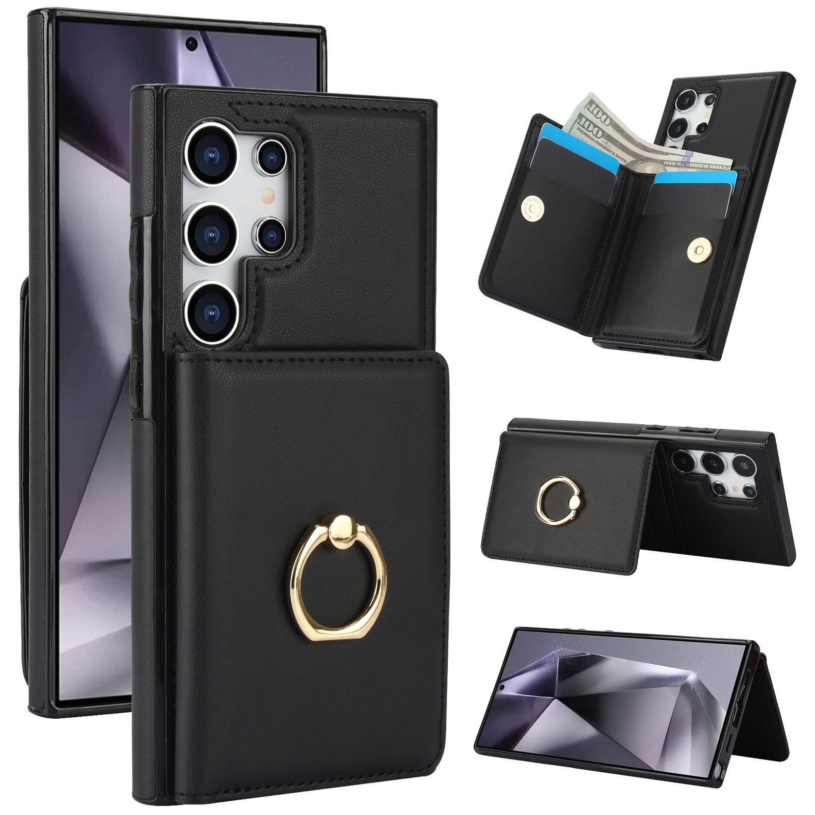 For Samsung Galaxy S24 Ultra 5G RFID Anti-theft Card Ring Holder Phone Case(Black) For Samsung Galaxy S24 Ultra 5G RFID Anti-theft Card Ring Holder Phone Case(Black)