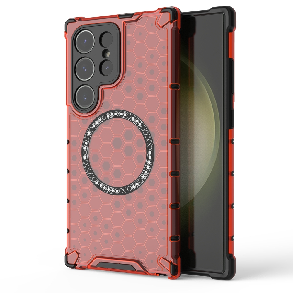 For Samsung Galaxy S24 Ultra 5G Honeycomb Magnetic Ring Shockproof Phone Case(Red) For Samsung Galaxy S24 Ultra 5G Honeycomb Magnetic Ring Shockproof Phone Case(Red)