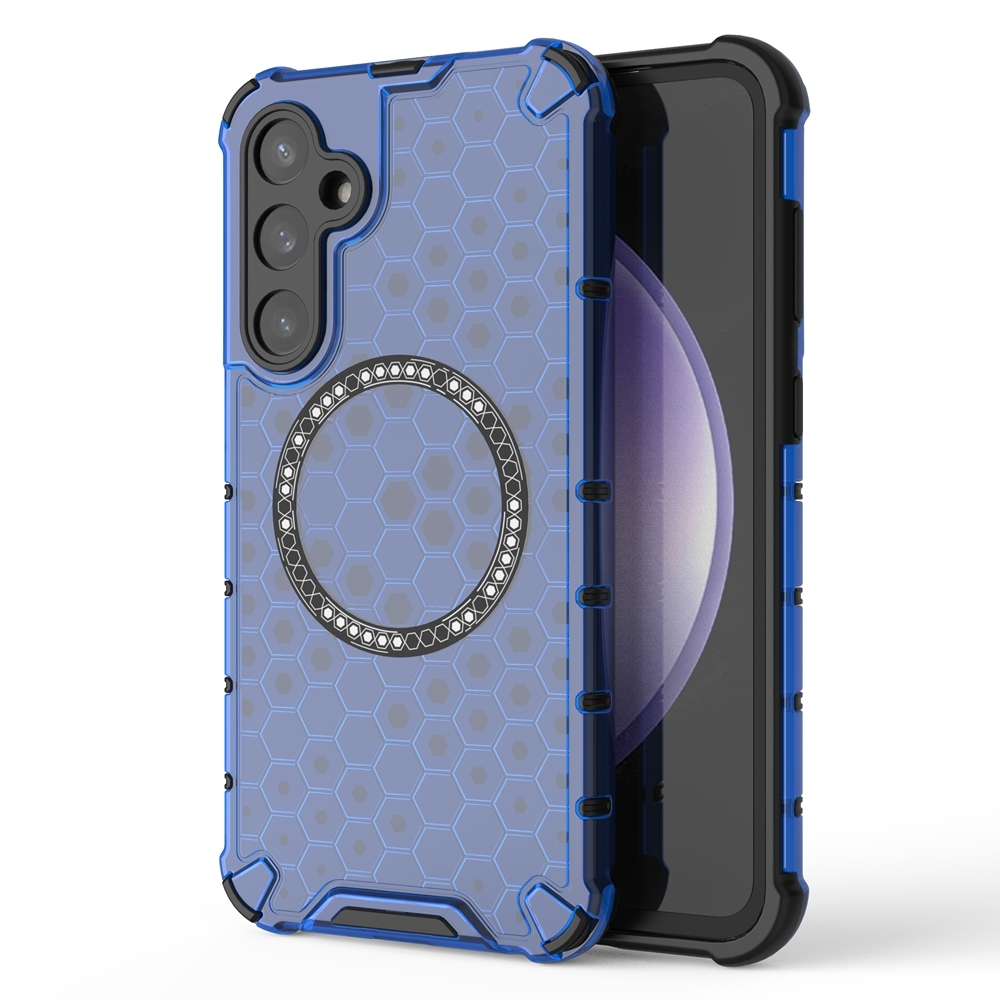 For Samsung Galaxy S23 FE 5G Honeycomb Magnetic Ring Shockproof Phone Case(Blue) For Samsung Galaxy S23 FE 5G Honeycomb Magnetic Ring Shockproof Phone Case(Blue)