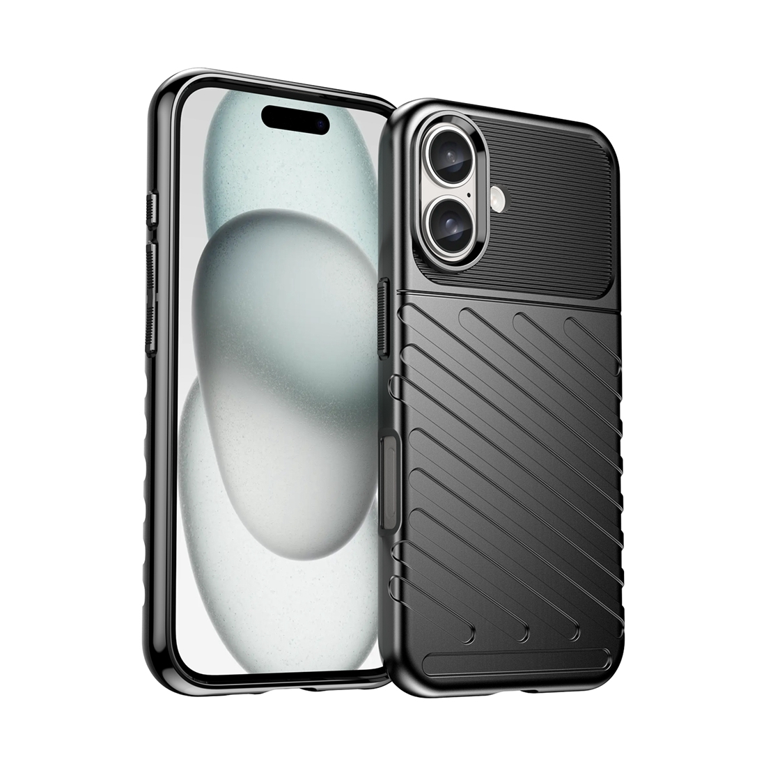 For iPhone 16 Thunderbolt Shockproof Soft TPU Phone Case(Black) For iPhone 16 Thunderbolt Shockproof Soft TPU Phone Case(Black)