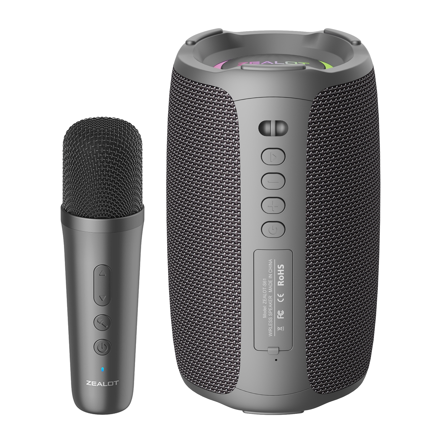 Zealot S61M RGB Rhythmic Light Karaoke Wireless Speaker, Style:Single Mic(Black) Zealot S61M RGB Rhythmic Light Karaoke Wireless Speaker, Style:Single Mic(Black)