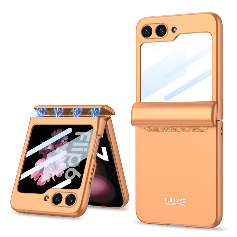 For Samsung Galaxy Z Flip6 GKK Integrated Magnetic Full Coverage Folding Phone Case(Orange) For Samsung Galaxy Z Flip6 GKK Integrated Magnetic Full Coverage Folding Phone Case(Orange)