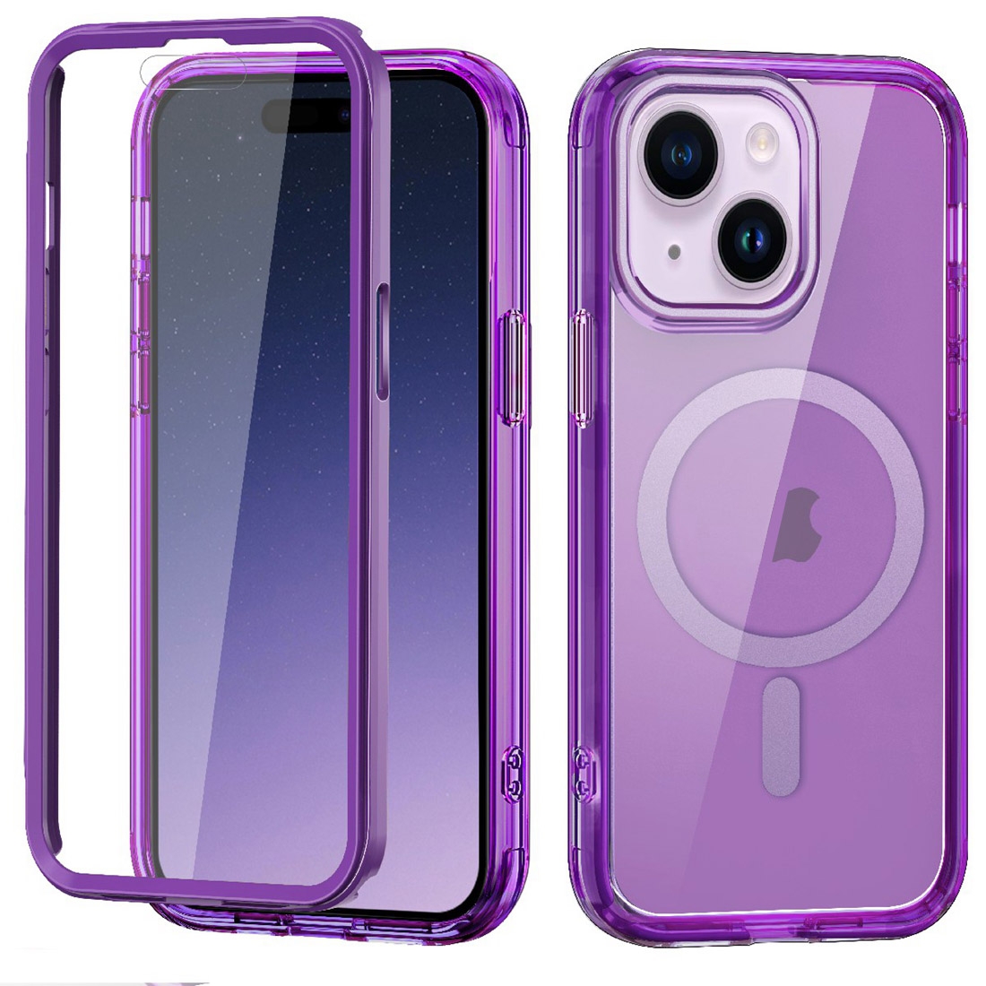 For iPhone 15 Plus Colorful MagSafe Magnetic PC Hybrid TPU Phone Case(Dark Purple) For iPhone 15 Plus Colorful MagSafe Magnetic PC Hybrid TPU Phone Case(Dark Purple)