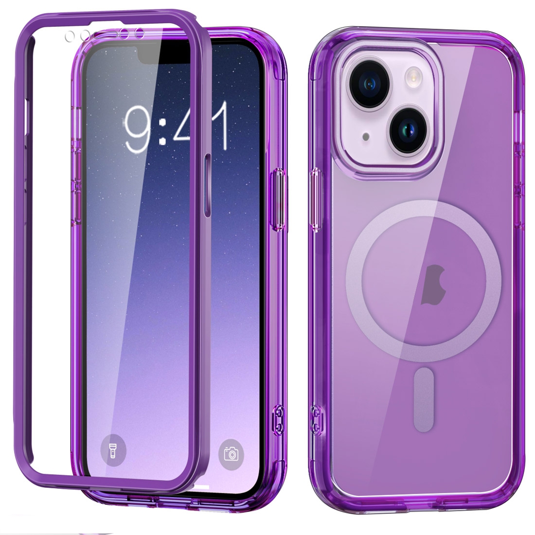 For iPhone 14 Plus Colorful MagSafe Magnetic PC Hybrid TPU Phone Case(Dark Purple) For iPhone 14 Plus Colorful MagSafe Magnetic PC Hybrid TPU Phone Case(Dark Purple)