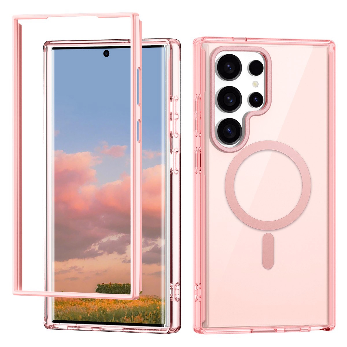 For Samsung Galaxy S24 Ultra 5G Colorful MagSafe Magnetic PC + TPU Phone Case(Pink) For Samsung Galaxy S24 Ultra 5G Colorful MagSafe Magnetic PC + TPU Phone Case(Pink)