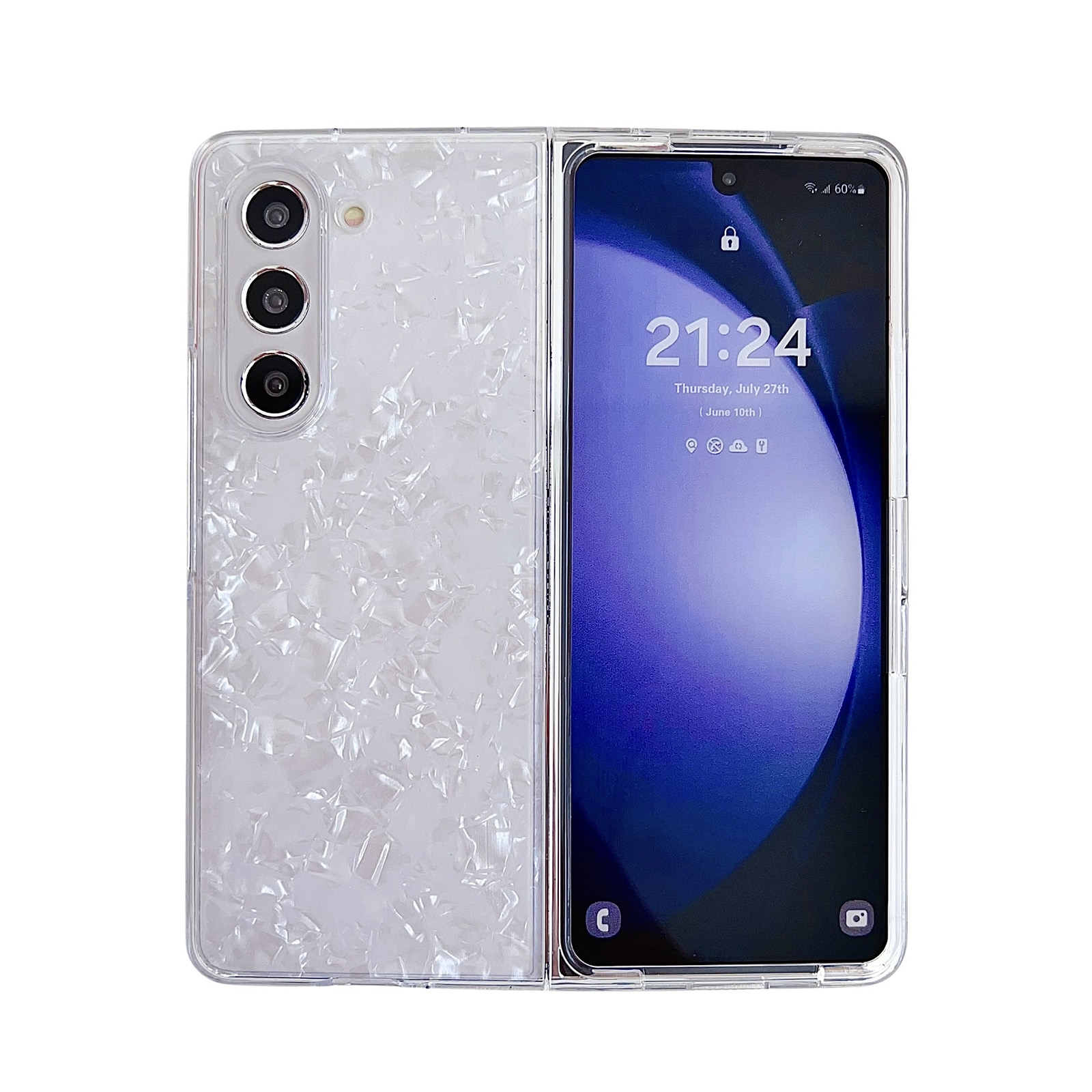 For Samsung Galaxy Z Fold Special Pearlescent Shell Texture Phone Case(White) For Samsung Galaxy Z Fold Special Pearlescent Shell Texture Phone Case(White)