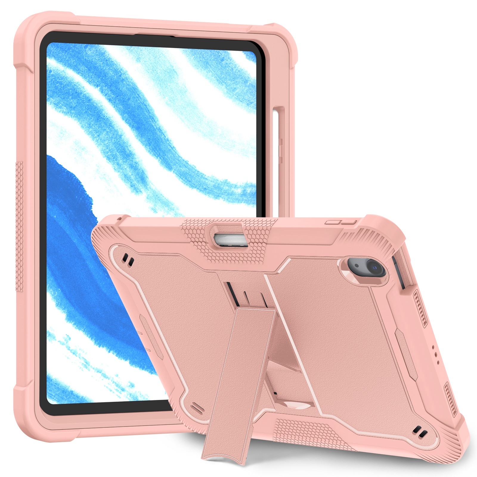For iPad Air 11 2024 / Air 2022 10.9 Shockproof Silicone Hybrid PC Tablet Case with Holder(Rose Gold) For iPad Air 11 2024 / Air 2022 10.9 Shockproof Silicone Hybrid PC Tablet Case with Holder(Rose Gold)