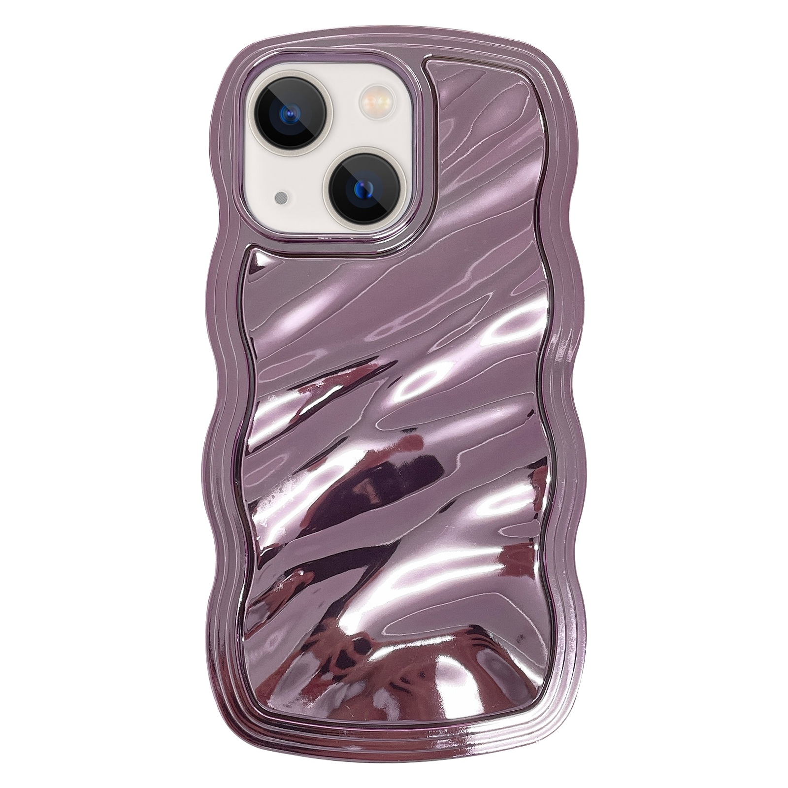 For iPhone 14 Wave Plated PC Hybrid TPU Phone Case(Purple) For iPhone 14 Wave Plated PC Hybrid TPU Phone Case(Purple)