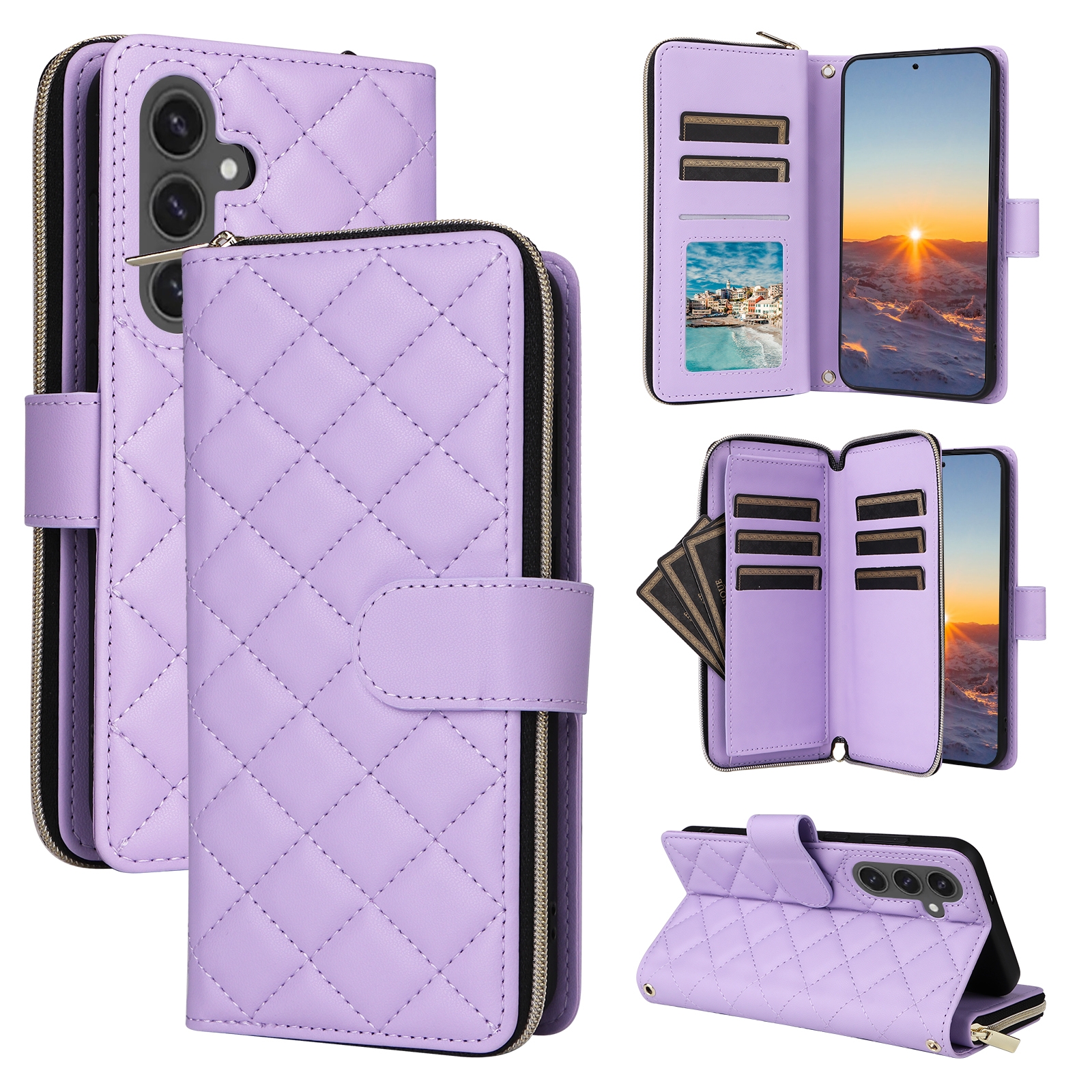 For Samsung Galaxy S24 FE 5G Crossbody Rhombic Zipper Tower Buckle Leather Phone Case with Lanyard(Purple) For Samsung Galaxy S24 FE 5G Crossbody Rhombic Zipper Tower Buckle Leather Phone Case with Lanyard(Purple)