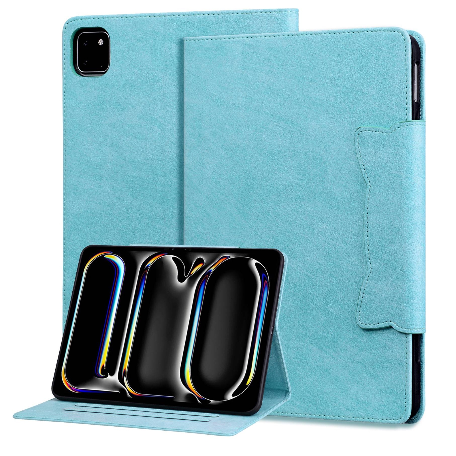 For iPad Pro 13 2024 Cat Buckle Leather Smart Tablet Case(Sky Blue) For iPad Pro 13 2024 Cat Buckle Leather Smart Tablet Case(Sky Blue)