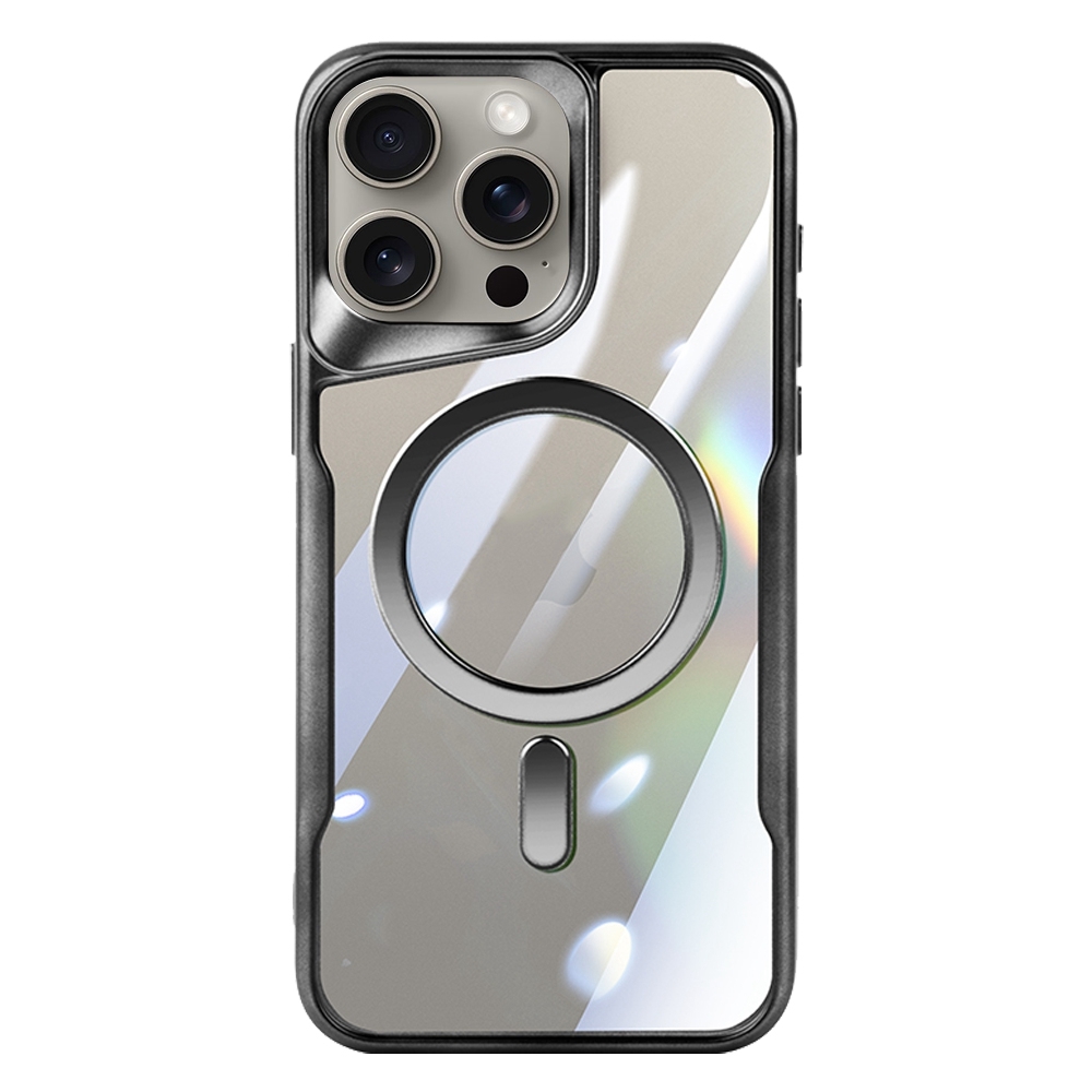 For iPhone 15 Pro Blade MagSafe Magnetic Transparent PC Phone Case(Black) For iPhone 15 Pro Blade MagSafe Magnetic Transparent PC Phone Case(Black)