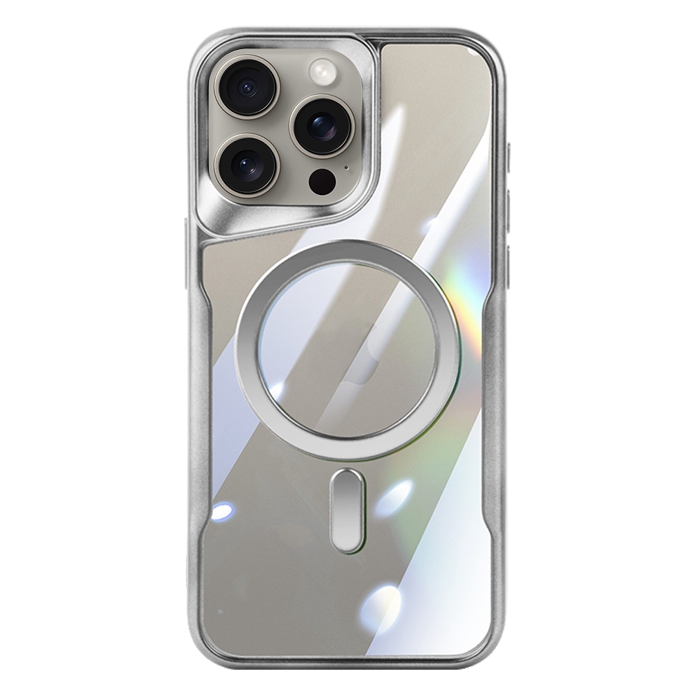 For iPhone 11 Pro Blade MagSafe Magnetic Transparent PC Phone Case(Silver White)