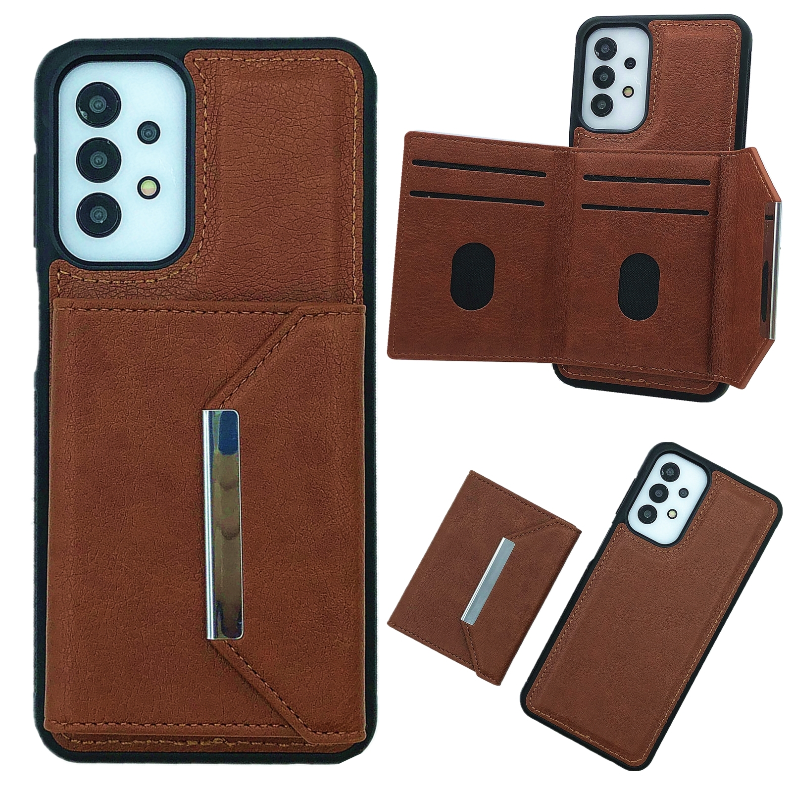 For Samsung Galaxy S20 FE Solid Color Metal Buckle Card Slots Bag Phone Case(Brown) For Samsung Galaxy S20 FE Solid Color Metal Buckle Card Slots Bag Phone Case(Brown)