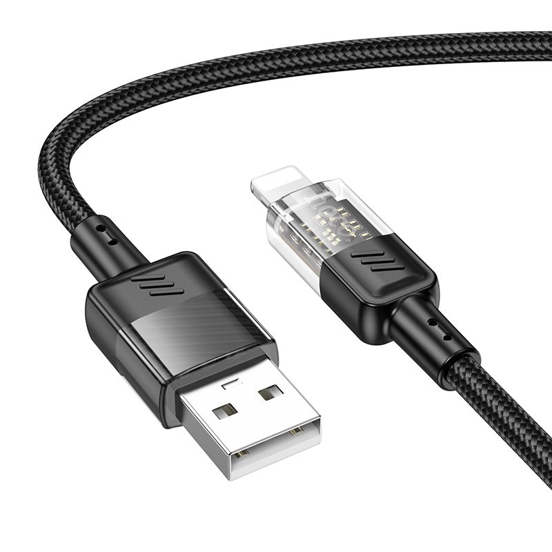 hoco U129 Spirit 1.2m 2.4A USB to 8 Pin Transparent Charging Data Cable(Black) hoco U129 Spirit 1.2m 2.4A USB to 8 Pin Transparent Charging Data Cable(Black)